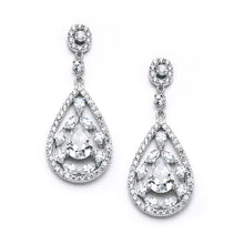 Load image into Gallery viewer, Silver Cubic Zirconia Teardrop Earrings in Mosaic Style By the Ring Madam 