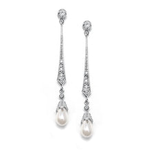 Load image into Gallery viewer, Vintage CZ Dangle Earrings with Freshwater Pearl By The Ring Madam 