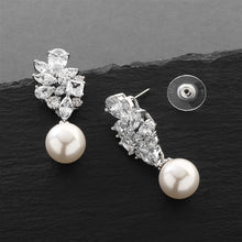 Load image into Gallery viewer, Cubic Zirconia Cluster Pearl Drop Earrings By The Ring Madam 