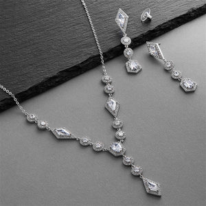 Empress & Noble Cut Cubic Zirconia Bridal Necklace & Earrings Set By The Ring Madam 