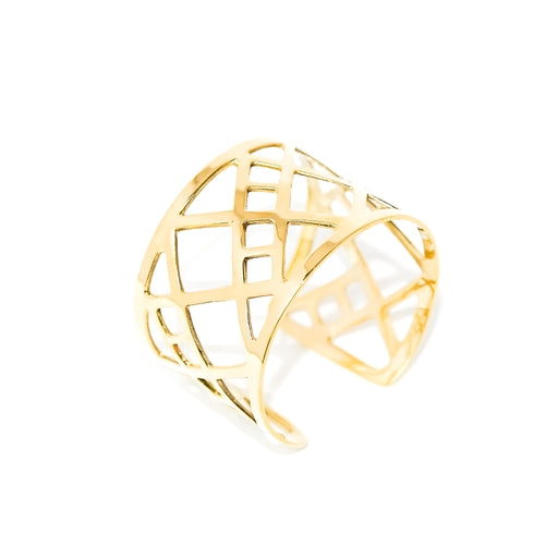 gold brass lattice cuff the ring madam