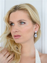 Load image into Gallery viewer, Cubic Zirconia Pear-shaped Drop Earrings in 3 Finishes-Pierced