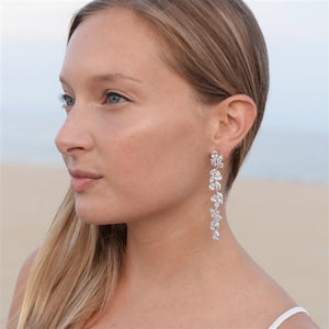 Cubic Zirconia Long Statement Cluster Dangle Earrings by the ring madam