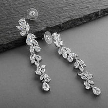 Load image into Gallery viewer, Cubic Zirconia Long Statement Cluster Dangle Earrings by the ring madam