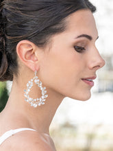 Load image into Gallery viewer, Hand-made Opal and Clear Crystal Silver Hoop Bridal &amp; Prom Earrings by The Ring Madam 