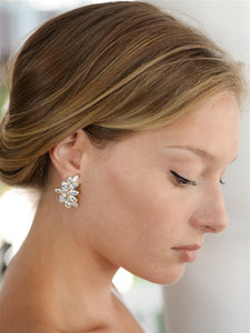 Cubic Zirconia Marquis Cluster Earrings in 3 Finishes By The Ring Madam 