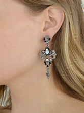Load image into Gallery viewer, Art Nouveau Cubic Zirconia Bridal Earrings with Black and Hematite By The Ring Madam 