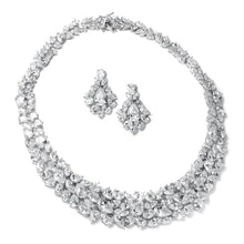 Load image into Gallery viewer, CZ Statement Necklace and Earrings Set for Weddings, Brides, and Pageants By The Ring Madam 
