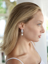 Load image into Gallery viewer, Cubic Zirconia Cluster Pearl Drop Earrings By The Ring Madam 