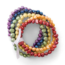 Load image into Gallery viewer, Rainbow cultured pearl stretch bracelets by The Ring Madam