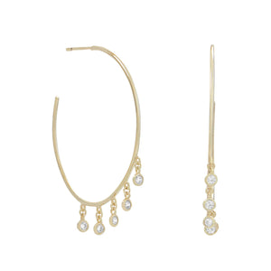 The perfect lightweight dangling CZ hoop earring. This hoop earring is one of our best sellers we could barely keep it in stock! Great quality, you will never know that they are not solid gold!!! By The Ring Madam 