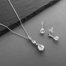 Load image into Gallery viewer, Cubic Zirconia Pear Pendant Necklace and Earring Set By The Ring Madam