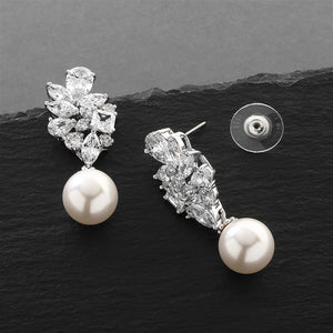 Cubic Zirconia Cluster Pearl Drop Earrings By The Ring Madam 