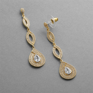 Gold Plated Micro pave Cubic Zirconia Teardrop Earrings By the Ring Madam