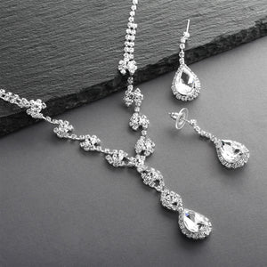 Rhinestone Pear Shape Pendant Necklace and Earring Set By The Ring Madam 
