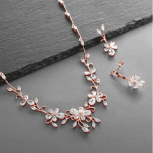 Load image into Gallery viewer, Cubic Zirconia Vine Necklace and Earrings Set in 2 Finishes By The Ring Madam 