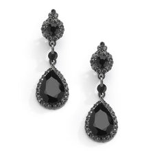 Load image into Gallery viewer, Jet Black Crystal Earrings with Teardrop Dangles By The Ring Madam 
