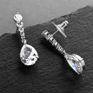 Cubic Zirconia Dangle Earrings with Graduated Top and Teardrop By The Ring Madam 