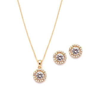 Halo Cubic Zirconia Necklace and Earring Set in 3 Finishes By the Ring Madam 