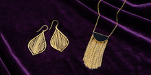 Load image into Gallery viewer, 14 Karat Gold Plated Fringe Leaf Drop Earrings by the ring madam