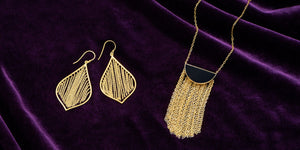 14 Karat Gold Plated Fringe Leaf Drop Earrings by the ring madam