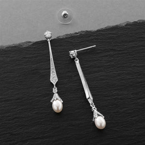 Vintage CZ Dangle Earrings with Freshwater Pearl By The Ring Madam 