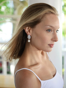 Cubic Zirconia Cluster Pearl Drop Earrings By The Ring Madam 
