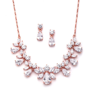 Multi Pear Shaped CZ Necklace Set in 2 Finishes By The Ring Madam 