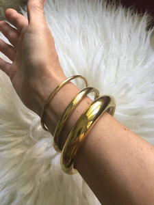 Gold Brass Bangles, Set of 3 Sizes in Gold Finish
