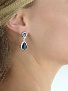 Sapphire Cubic Zirconia Teardrop Wedding or Bridesmaids Earrings By the Ring Madam 