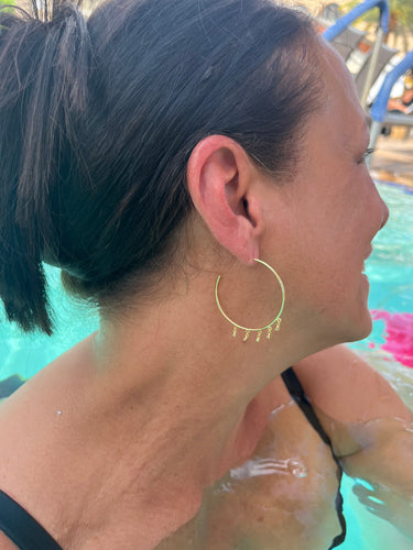 Dangling CZ Hoop Earrings in 14k Plating By The Ring Madam 