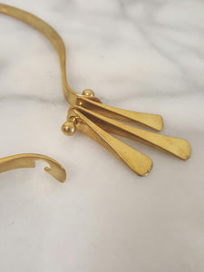 Gold Brass Statement Hinge Collar/Necklace, Handmade