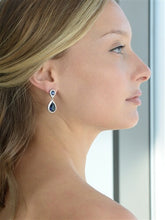 Load image into Gallery viewer, Sapphire Cubic Zirconia Teardrop Wedding or Bridesmaids Earrings By the Ring Madam 