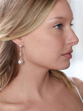 Load image into Gallery viewer, Dangle Earrings with Cubic Zirconia Filigree and Bold Pearl by The Ring Madam 