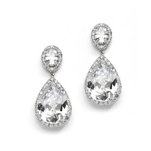 Load image into Gallery viewer, Cubic Zirconia Pear-shaped Drop Bridal Earrings - Pierced by the ring madam mar2074E