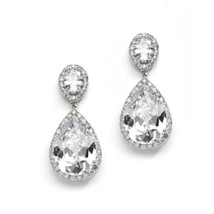 Cubic Zirconia Pear-shaped Drop Bridal Earrings - Pierced by the ring madam mar2074E