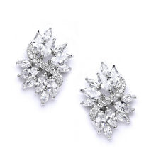 Load image into Gallery viewer, Gold Cubic Zirconia Cluster Earrings with Delicate Marquis Stones also in Silver Rhodium By the Ring Madam 