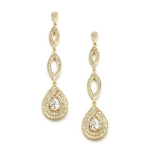 Load image into Gallery viewer, Gold Plated Micro pave Cubic Zirconia Teardrop Earrings By the Ring Madam 