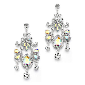 Crystal Chandelier Statement Earrings with AB Stones by the ring madam mar4149E-AB