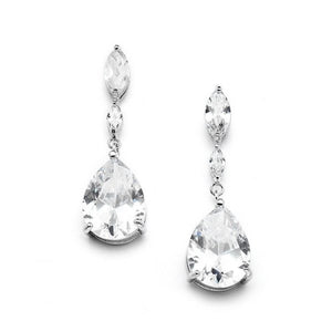 Cubic Zirconia Wedding Earrings with Dainty Marquise & Pear Drop By the Ring Madam 