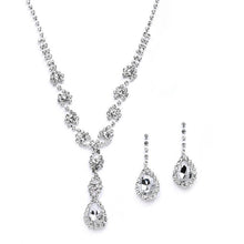 Load image into Gallery viewer, Rhinestone Pear Shape Pendant Necklace and Earring Set by the ring madam mar4231S-