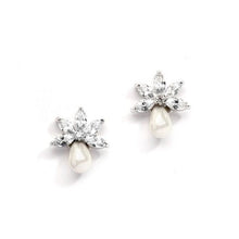 Load image into Gallery viewer, Fresh Water Pearl and Cubic Zirconia Small Stud Earring