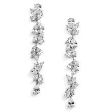 Load image into Gallery viewer, Cubic Zirconia Long Statement Cluster Dangle Earrings by the ring madam