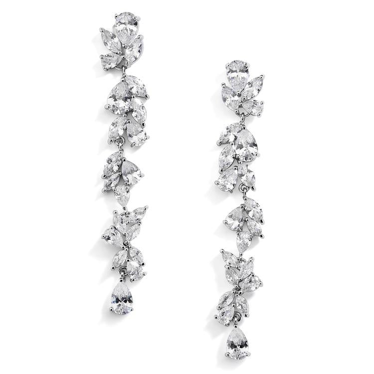 Cubic Zirconia Long Statement Cluster Dangle Earrings by the ring madam