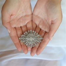 Load image into Gallery viewer, Vintage Floral Bridal Brooch in 3 Stone/Finishes by the ring madam