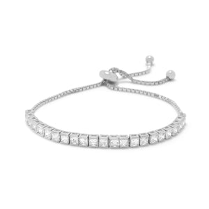 Sterling Silver with Princess Cut CZs Friendship Bolo Bracelet by the ring madam mma23508