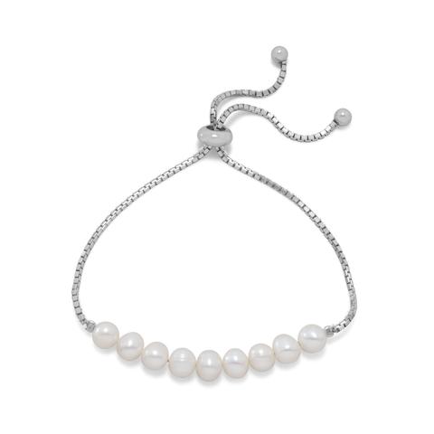 Sterling Silver Friendship Bolo Bracelet with Cultured Freshwater Pearls by the ring madam mma23512